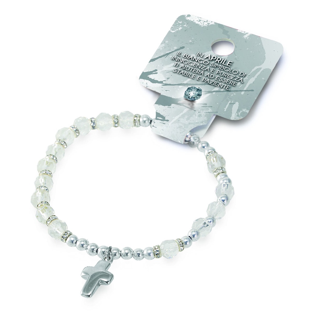 Bracelet du mois 'Avril' - imitation cristal/diamant-cristal (Ø6mm)