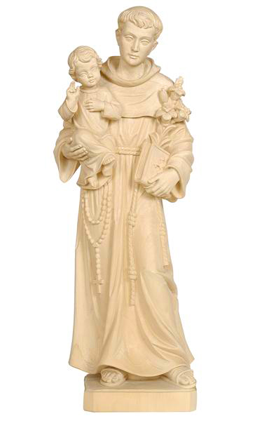Statue St Antoine bois sculpté/natur - 12cm