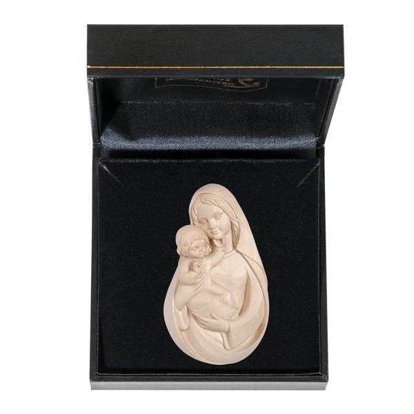 Vierge avec enfant/etui - bois sculpte/coloré (65x39mm)