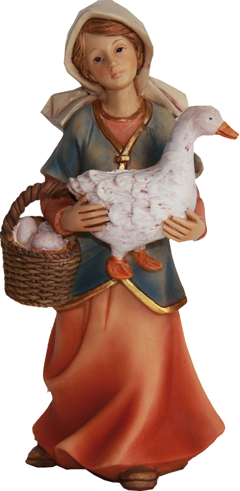 Maid With Goose And Basket - Group 9cm 