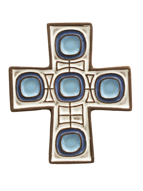 Croix  céramique - moderne- blanche (65x75mm)