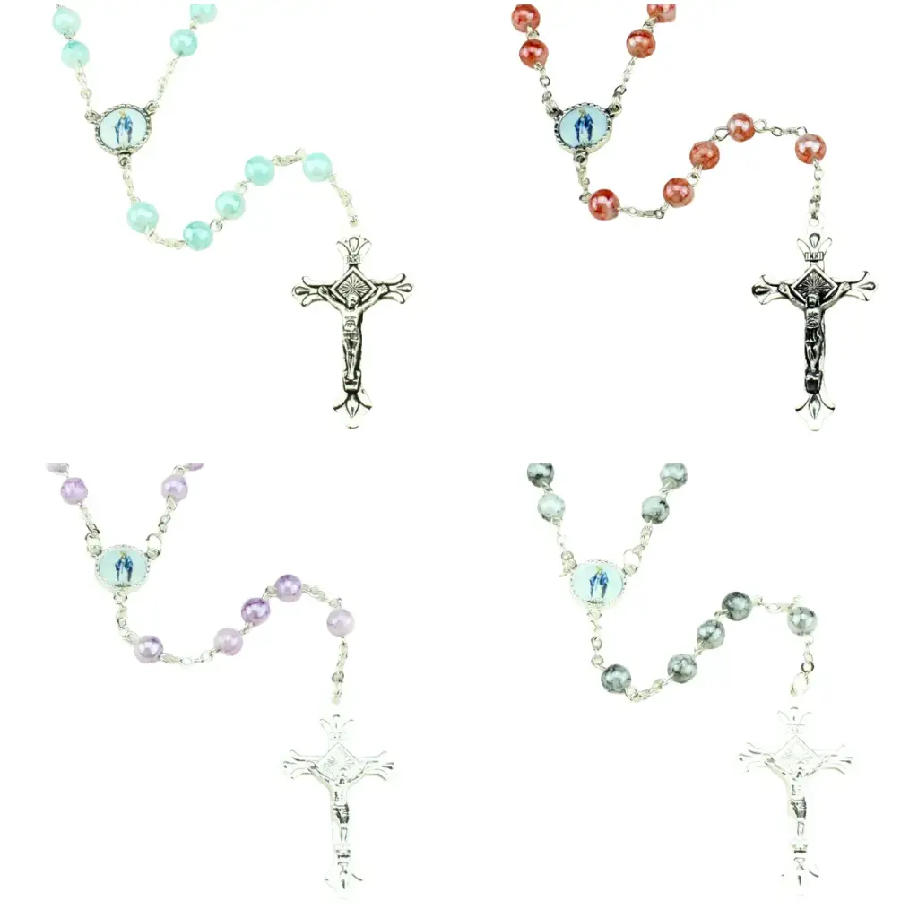 Chapelet - grain en verre - assorti  (⌀6mm)