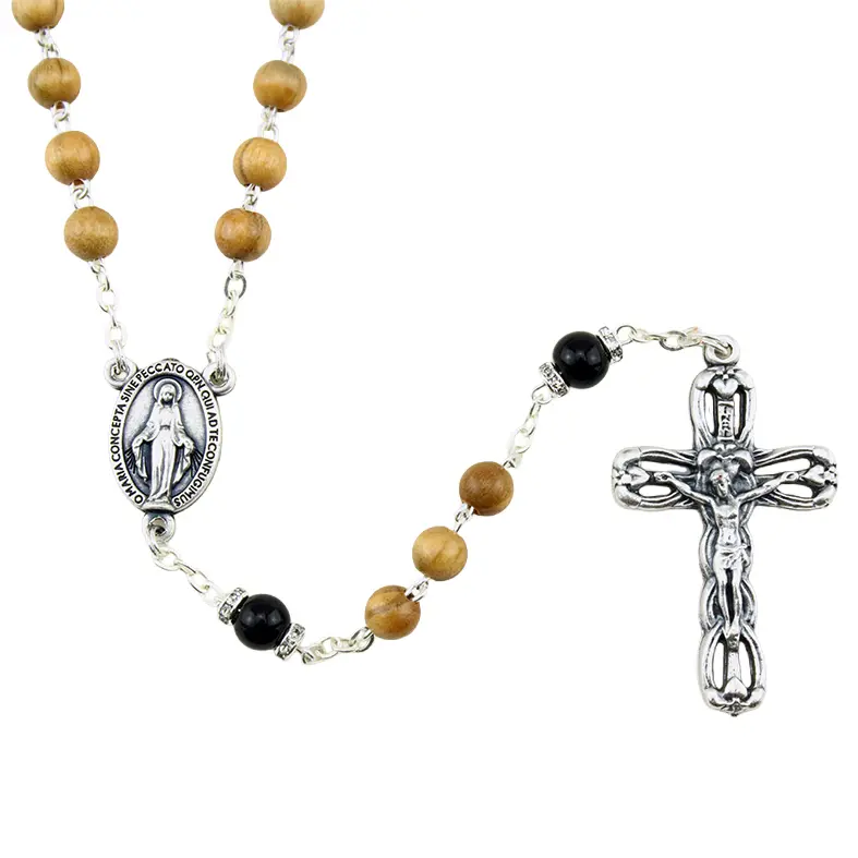 Chapelet - bois d'olivier - NP noir (⌀ 6mm)