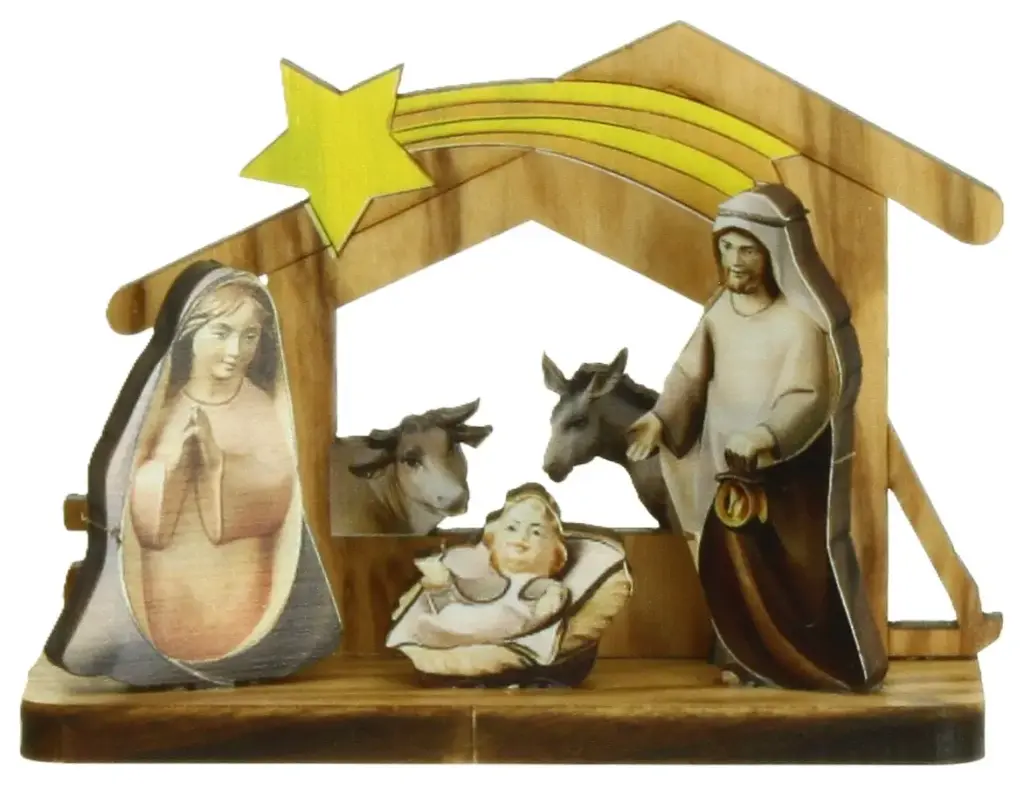 Kerstgroep Olijfhout (65x30x55mm)