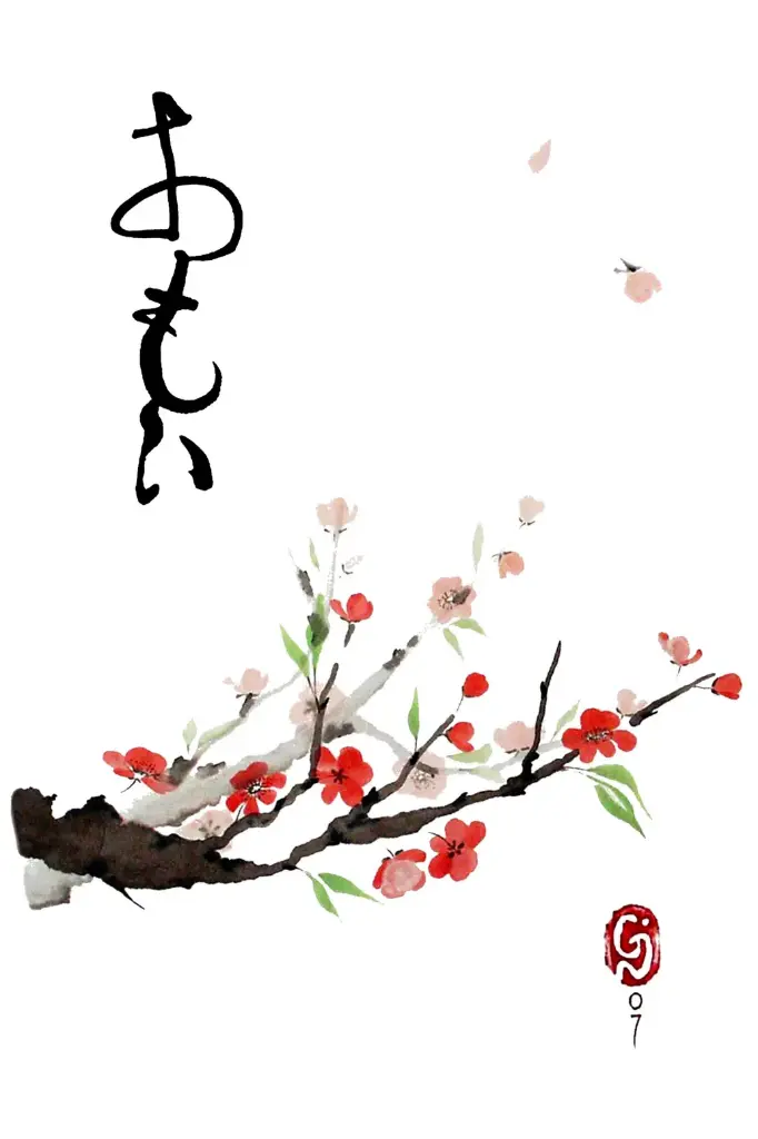 Carte double série 'Japonnaise' - Une Pensée 011 - 10x15cm + envel.