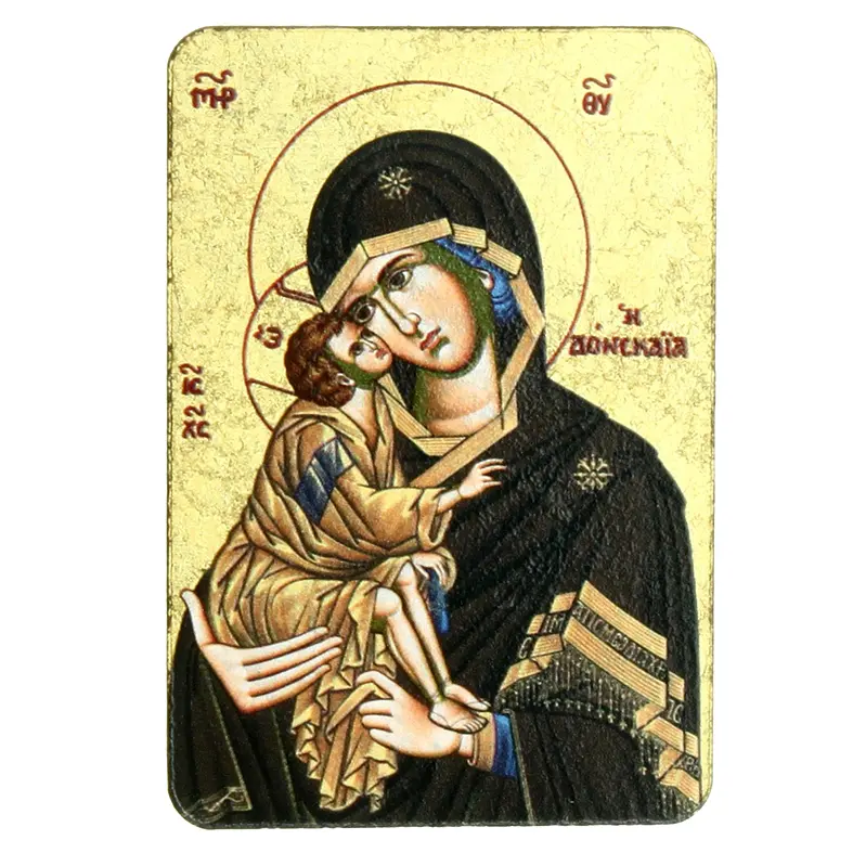 Magnet icône/bois - 55x80mm - Vierge Tendresse