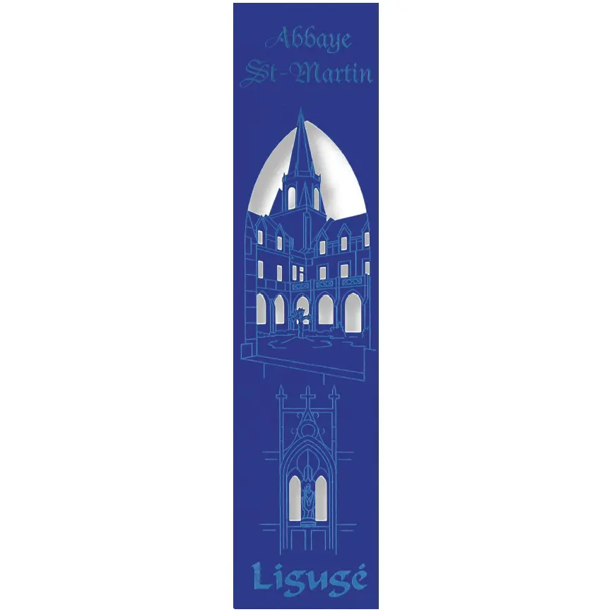 Marque-page découpé - Abbaye St Martin - Ligugé - assorti (52,5x210mm)