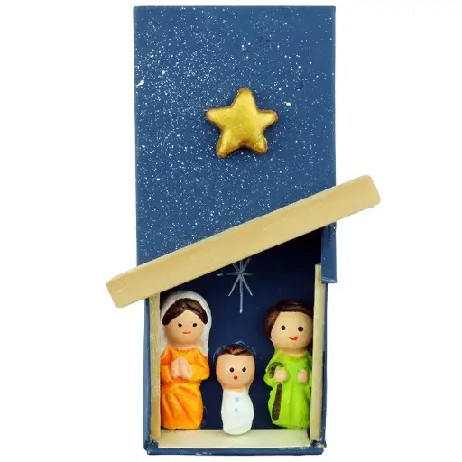 [ATM-85ETUFAM1] Aimant frigo Nativité avec etui - terre-cuite (52x38mm)