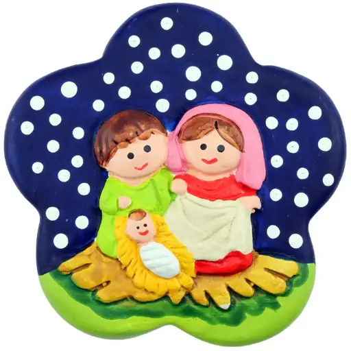 [ATM-85FAM] Aimant frigo Ste Famille - terre-cuite/assortiment (62x62mm)