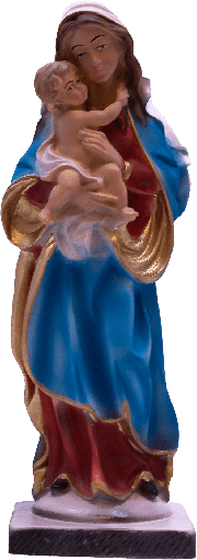 [BLD-82OLK20] Statue Vierge et enfant - résine/couleur - 20cm
