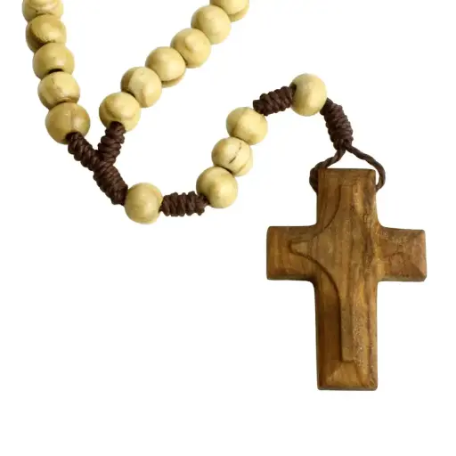 [RZK-40OL10] Chapelet - graines en bois d'olivier/corde - › 8mm