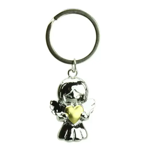 [SLH-98M001] Sleutelhanger - Engel/hart assorti inox (25x35mm)