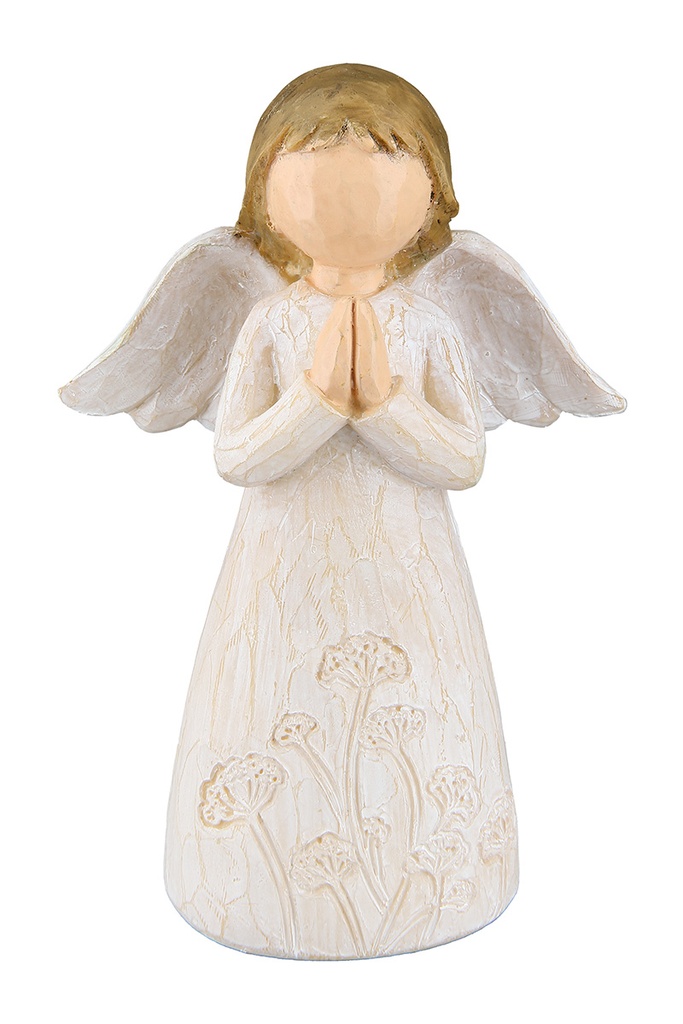 Engel - kunsthars/bloemendesign - 12cm/beige - assorti