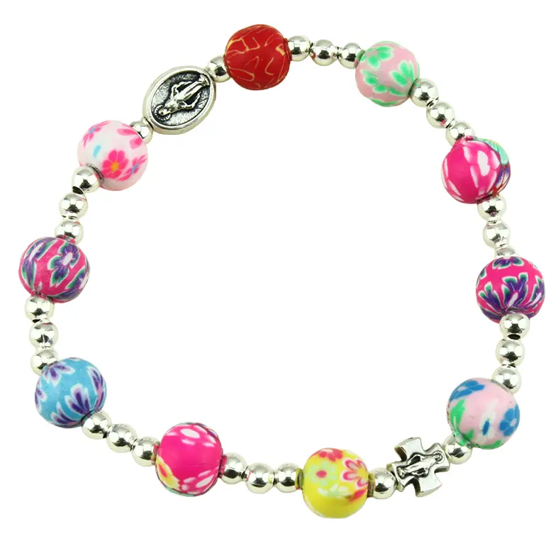 Kinderarmband/tientje op ketting  - multicolor, gom (Ø9mm)