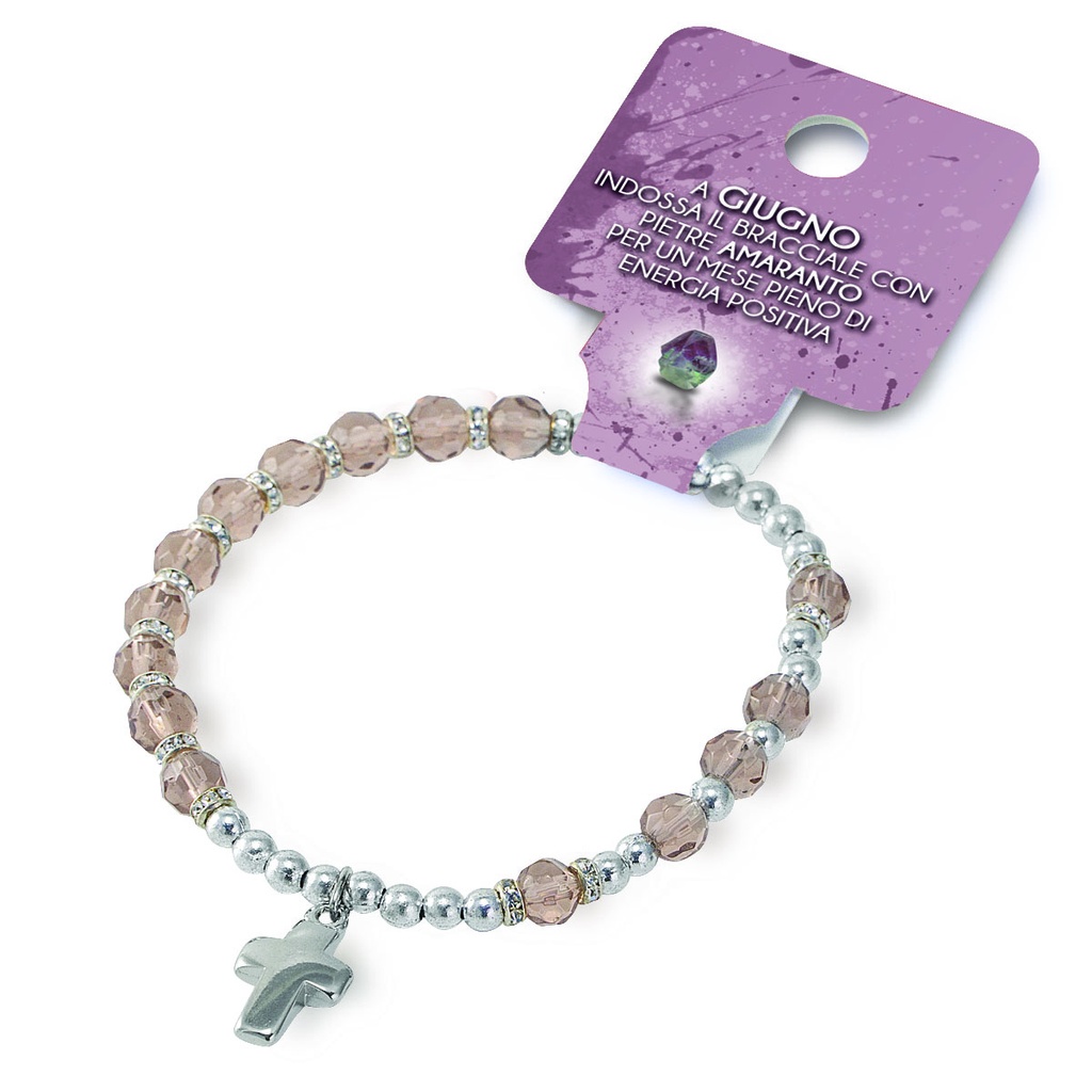 Bracelet du mois 'Juin' - imitation cristal/perle (Ø6mm)