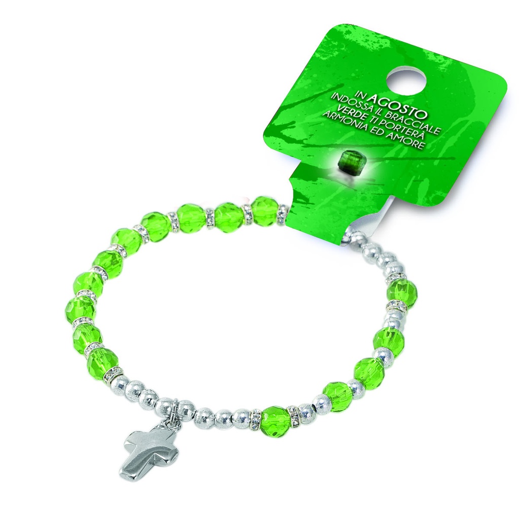 Bracelet du mois 'Août' - imitation cristal/péridot (Ø6mm)