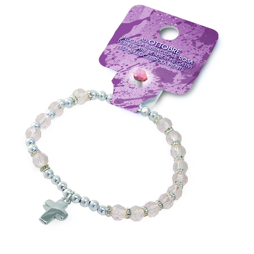 Armband v/d maand 'Oktober' - imitatie kristal/toermalijn roze (Ø6mm)