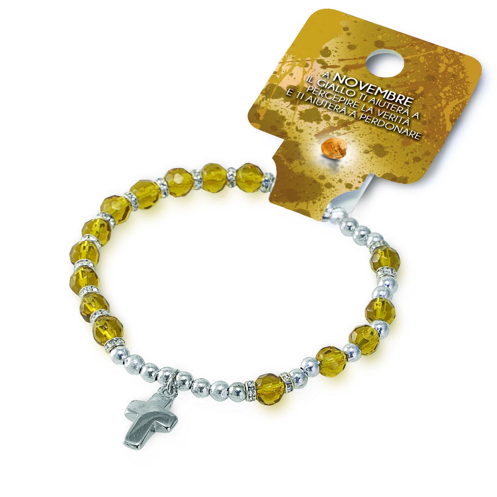 Armband v/d maand 'November' - imitatie kristal/gele topaas (Ø6mm)