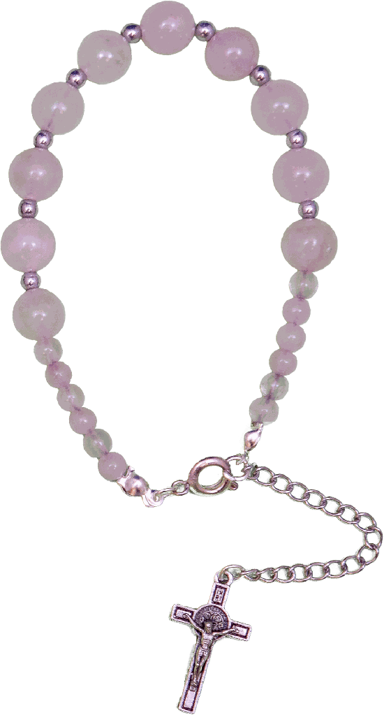 Bracelet - pierre naturel - quartz Rose (Ø10mm)