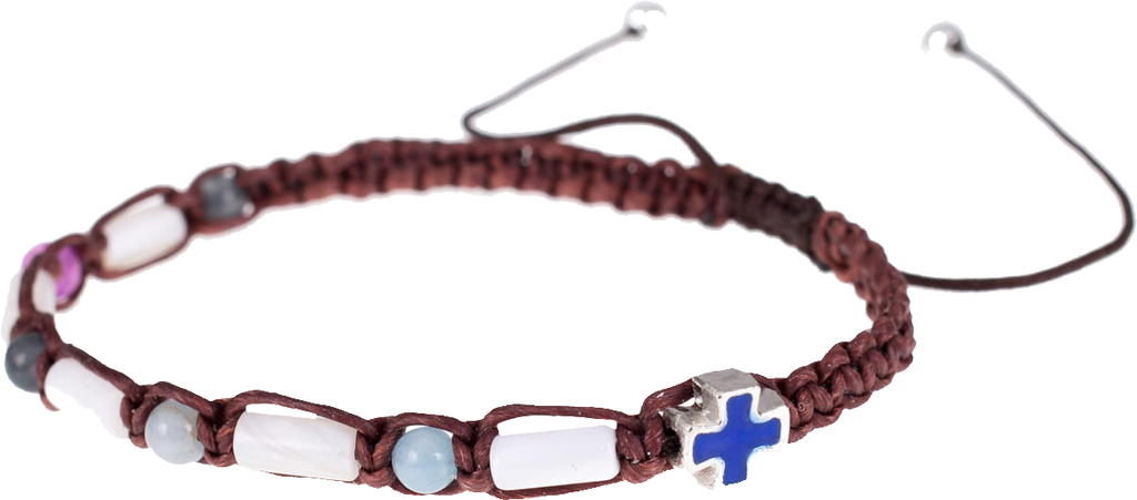 Bracelet on corde with turquoise and pearl