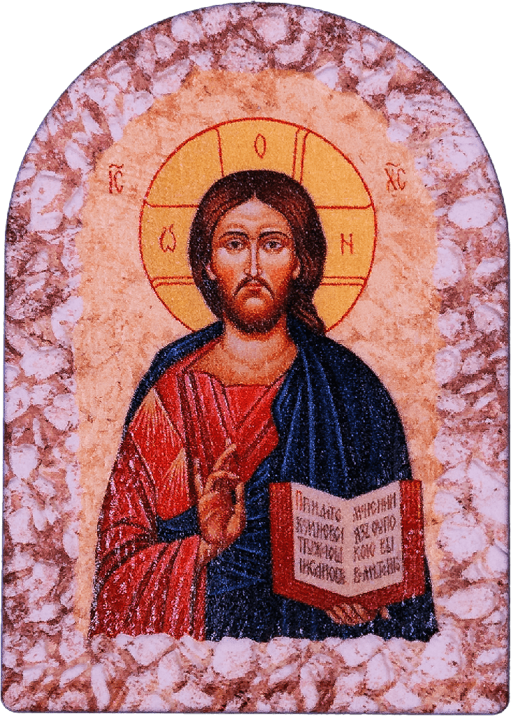 Aimant Pantocrator - effet pierre (65x45mm)