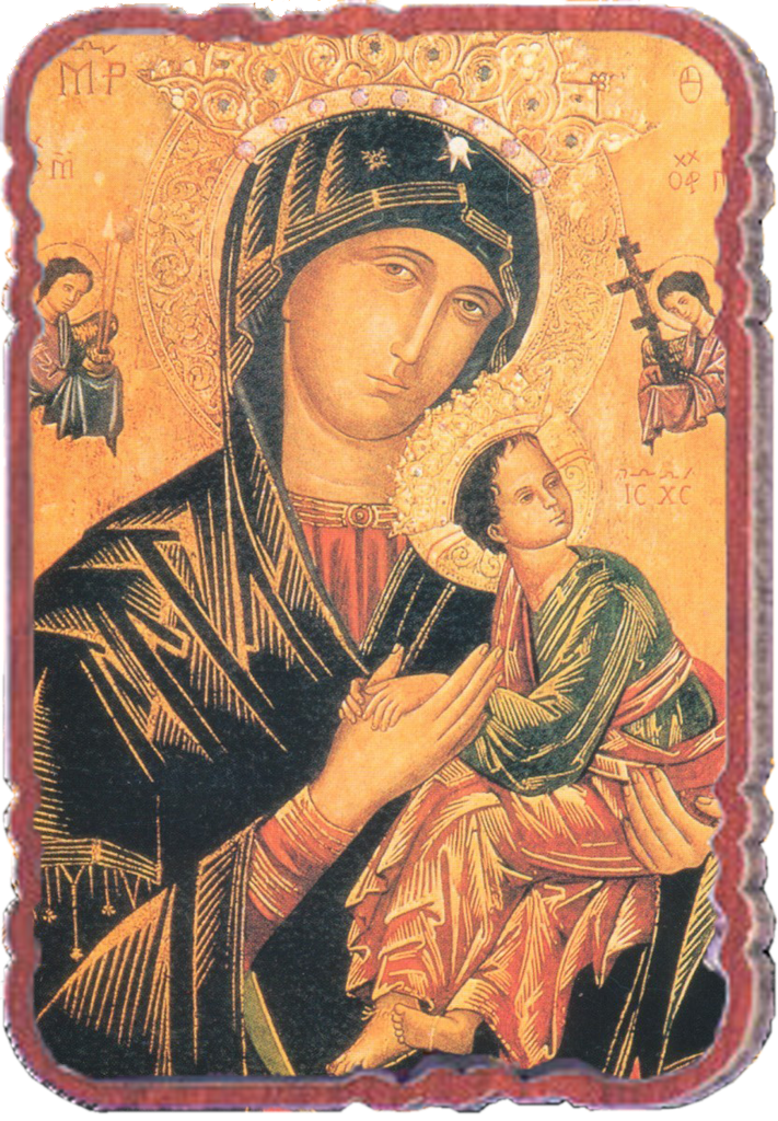 Aimant rectangle/bois Perpetuel Secours (60x42mm)