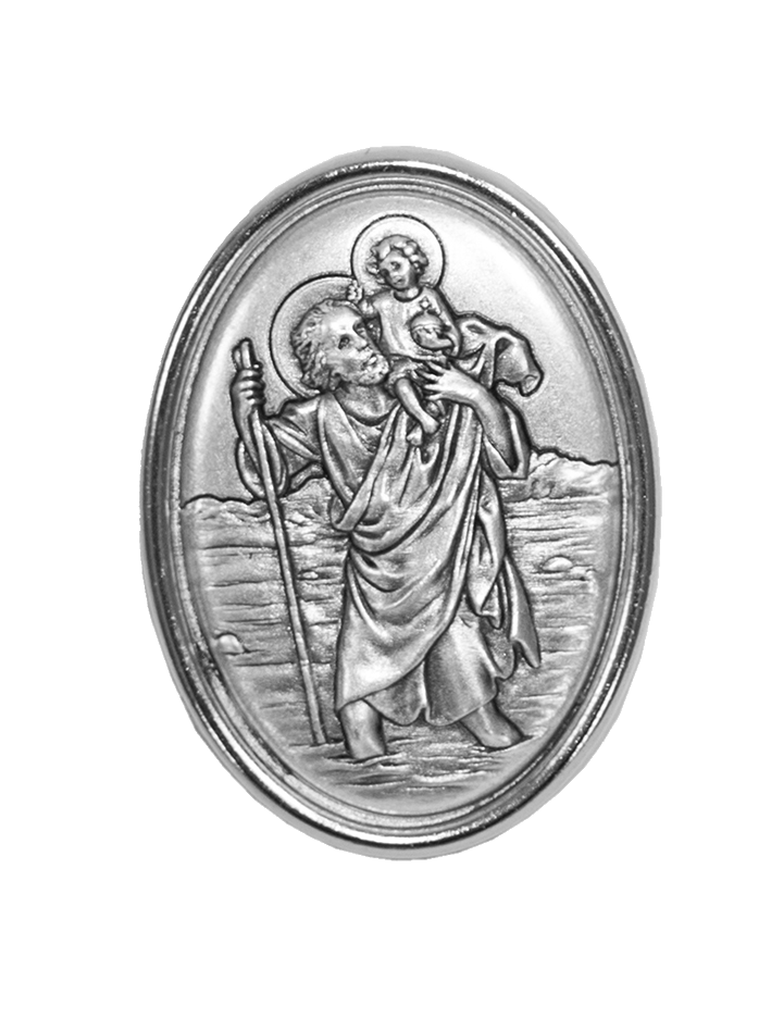 Automagneet ovaal/vernikkeld - St Kristoffel - 35mm