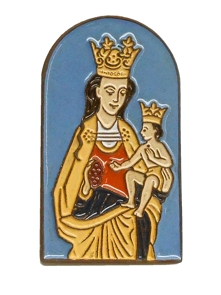 Aimant frigo Vierge et Enfant - céramique/bleu (85x48mm)