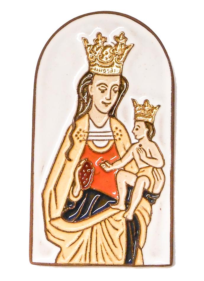 Aimant frigo Vierge et Enfant - céramique/blanc/doré (85x48mm)
