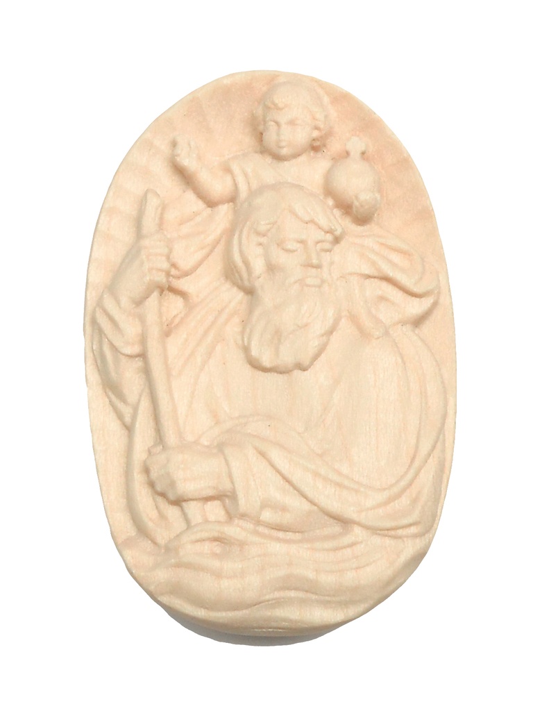 Frigomagneet St Kristoffel - hout (65x42mm)