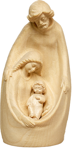 Bloc groupe Sainte Famille/Traditionnel - sculpture sur bois/nature (9cm)