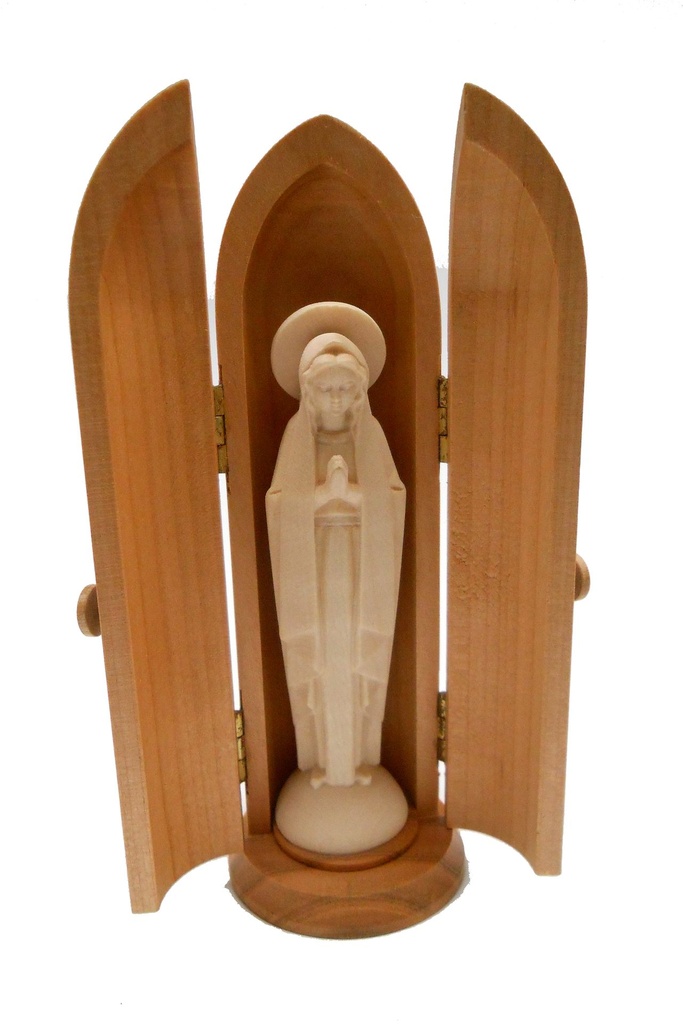 Niche Vierge priante - bois-sculpté/nature (8cm)