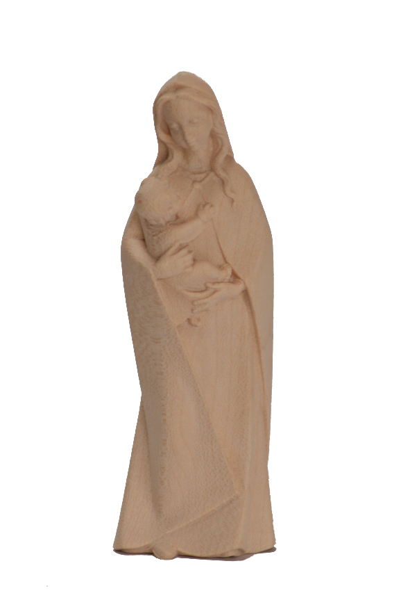 Statue Our Lady & child/modern - wood carving/nature (12cm)