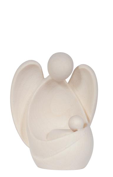Statue Ange Gardien assis - bois sculp./natur - 6,5cm