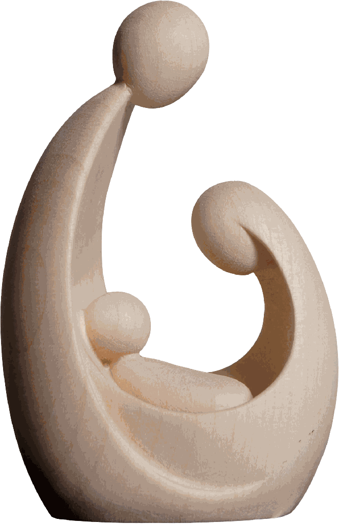 Statue Ste Famille design - bois sculpt/natur - 7cm