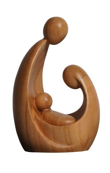 Statue Ste Famille - bois sculpt/cérise - 8cm
