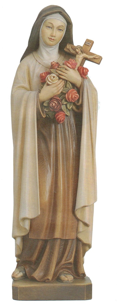 Statue Ste Thérèse - bois sculpt/couleur - 12cm
