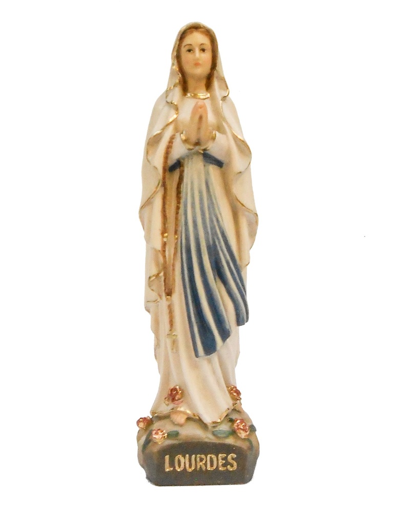 Statue ND Lourdes - bois sculpt/couleur - 11cm