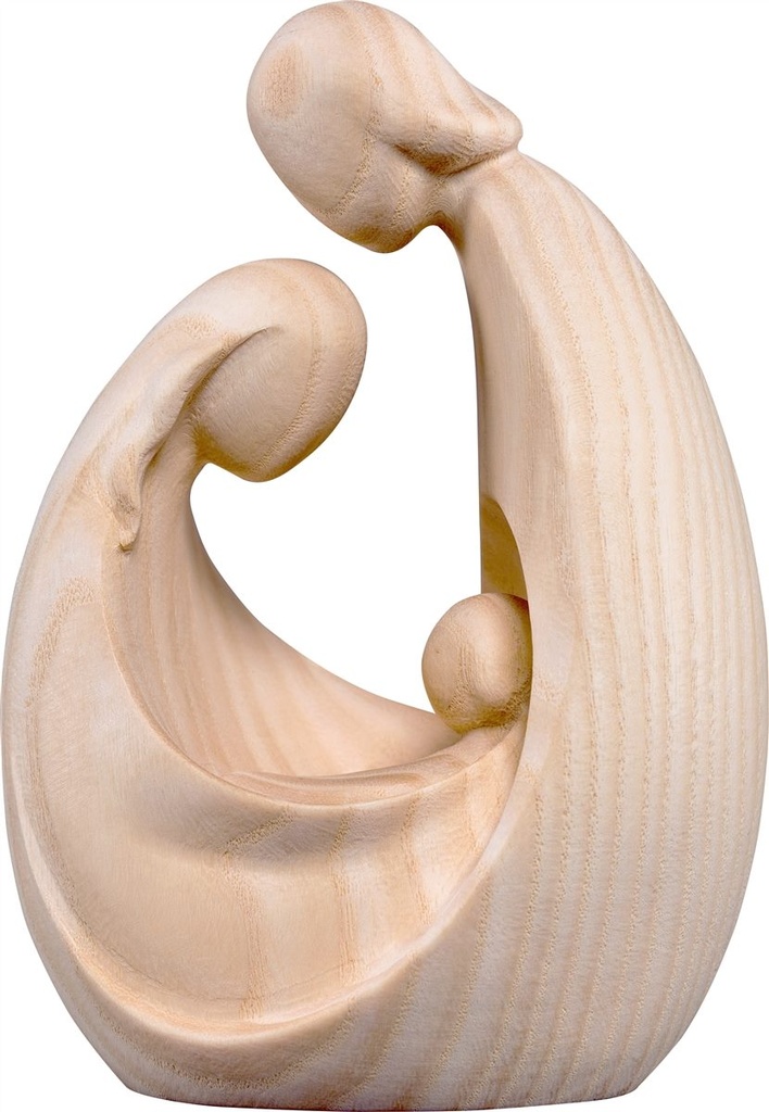 Statue Ste Famille Art-Deco - bois sculpt/nature - 11cm