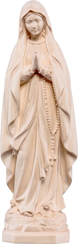 Statue ND Lourdes - bois sculpt/natur - 15cm