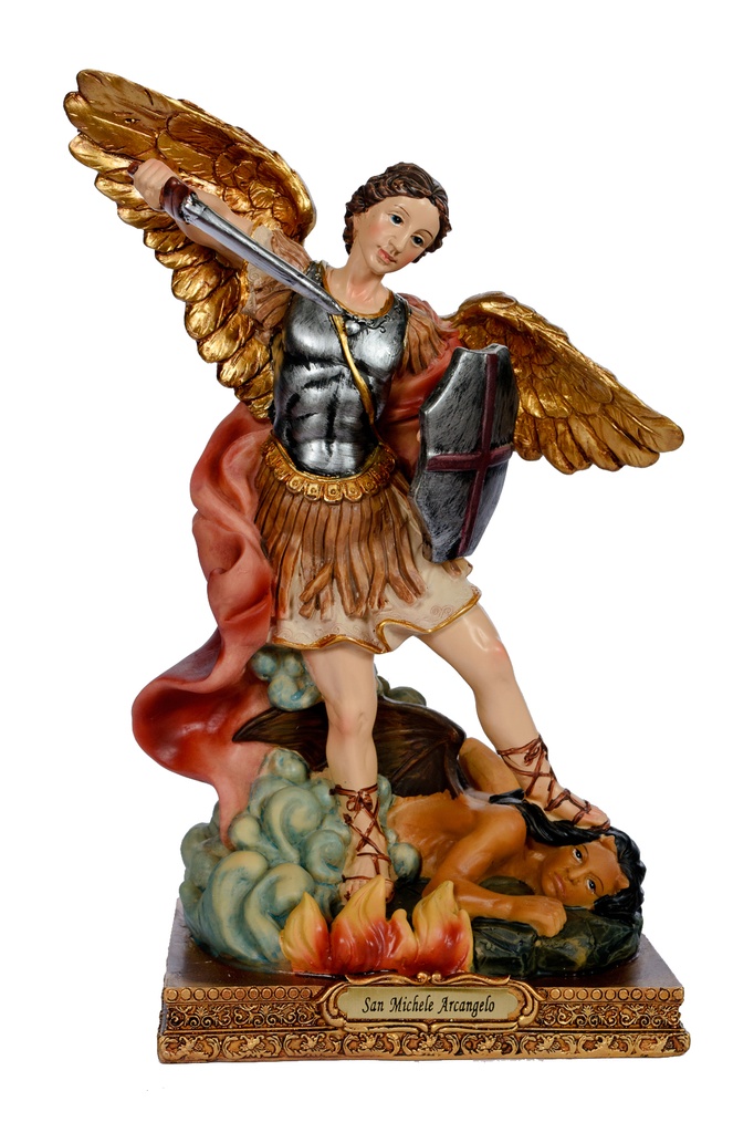 Statue St Michel - polyst/couleur - 18cm