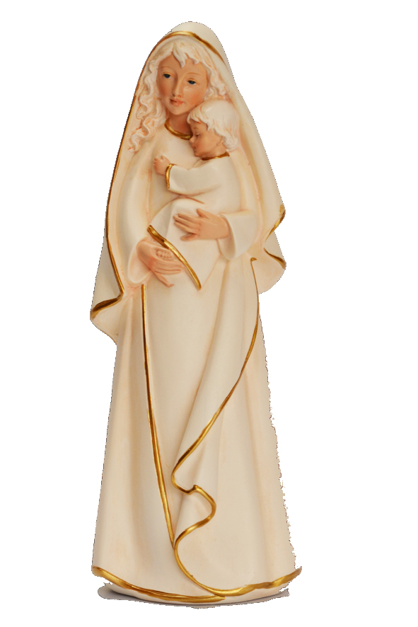 Statue Vierge & enfant - résine/blanc - 12cm