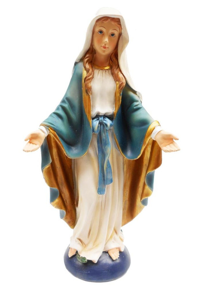 Statue Vierge Miraculeuse - résine/couleur - 21cm