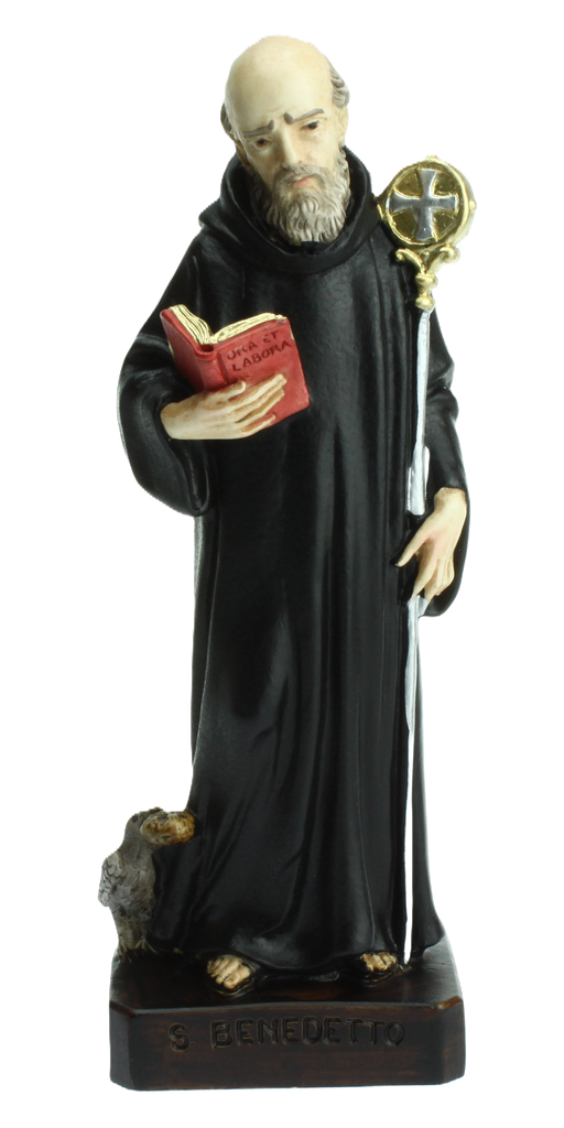 Statue St Benoit - résine/couleur - 16cm