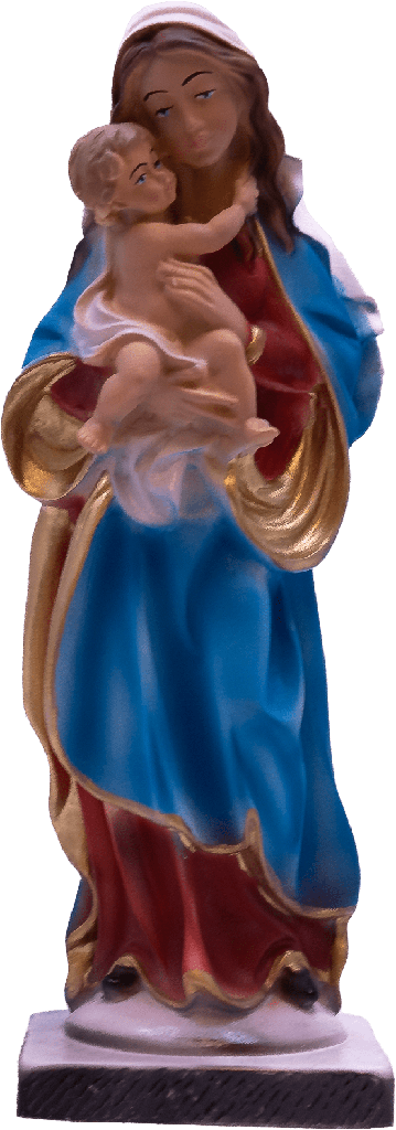 Statue Vierge et enfant - résine/couleur - 20cm