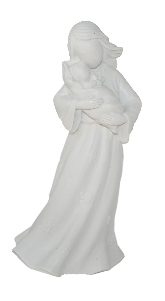 Meisje met baby - kunsthars/wit - 13 cm