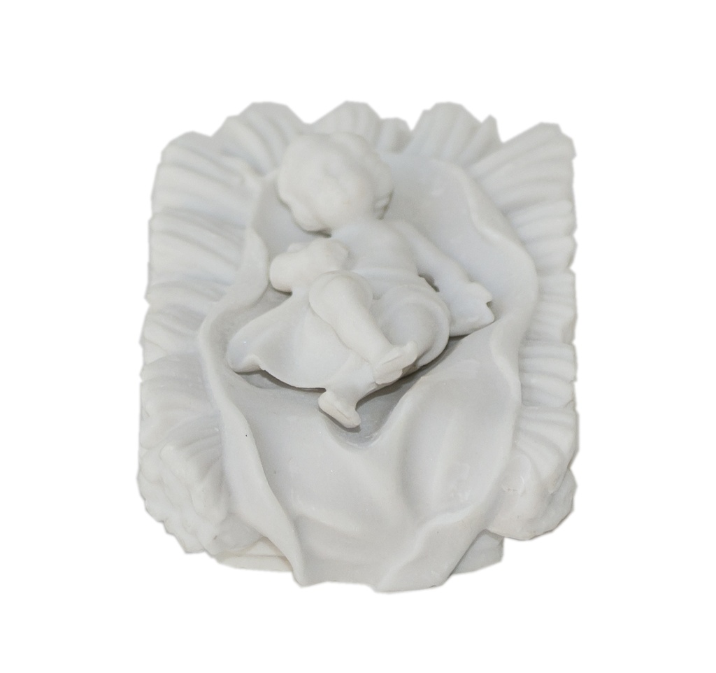 Jésus beerceau  - résine/blanche - 6 cm