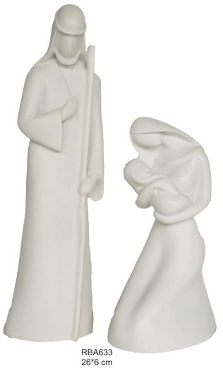 Creche marie josef  - résine/blanche - 26*6/17