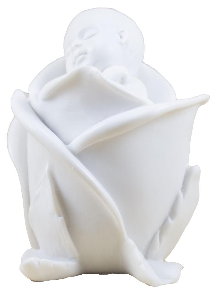 Baby in bloem - kunsthars/wit - 9*7cm
