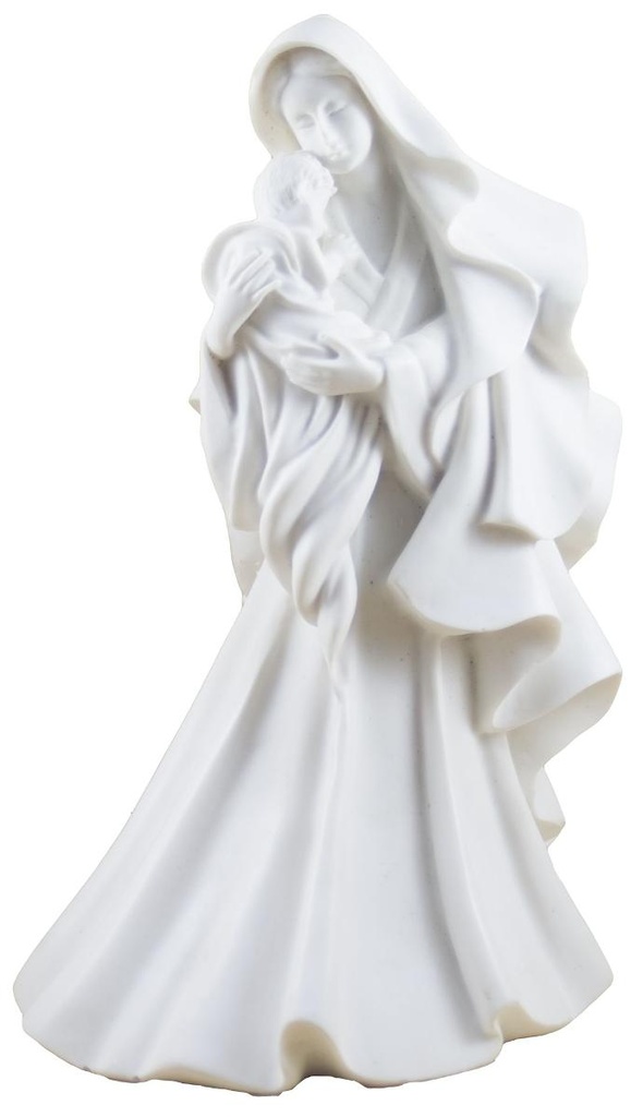 Madone+drape+enfant  - résine/blanche - 20*12cm